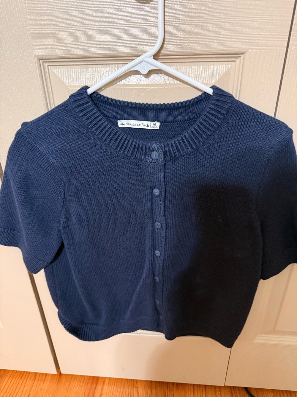 Abercrombie & Fitch Navy Short-Sleeve Button Cardigan